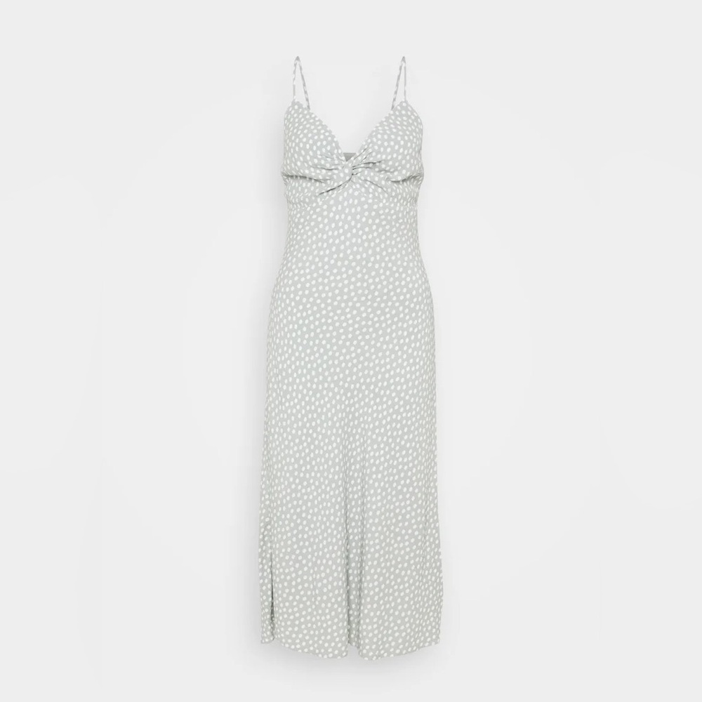 Abercrombie & Fitch -Gray Polka Dot Adjustable Strap Knotted Front Midi Dress XS